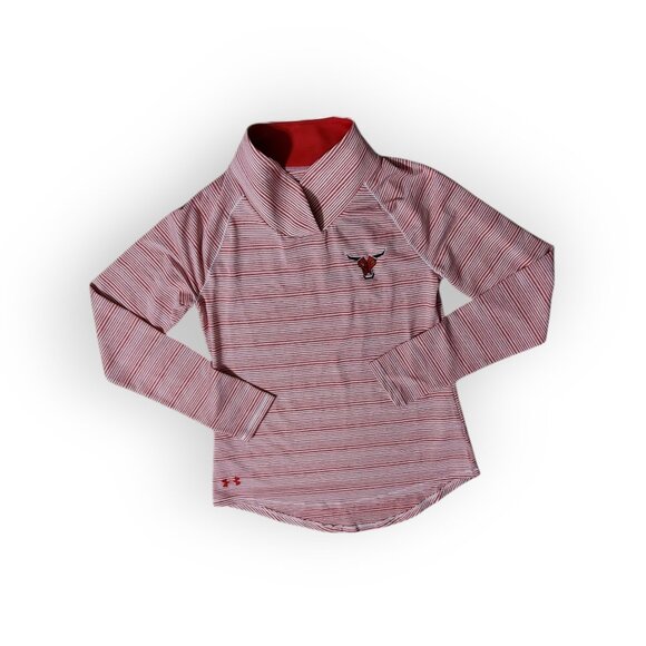 Under Armour Spanish Fort AL Toro Pullover Mock Neck Red White Shirt Top M NWT - Picture 1 of 5